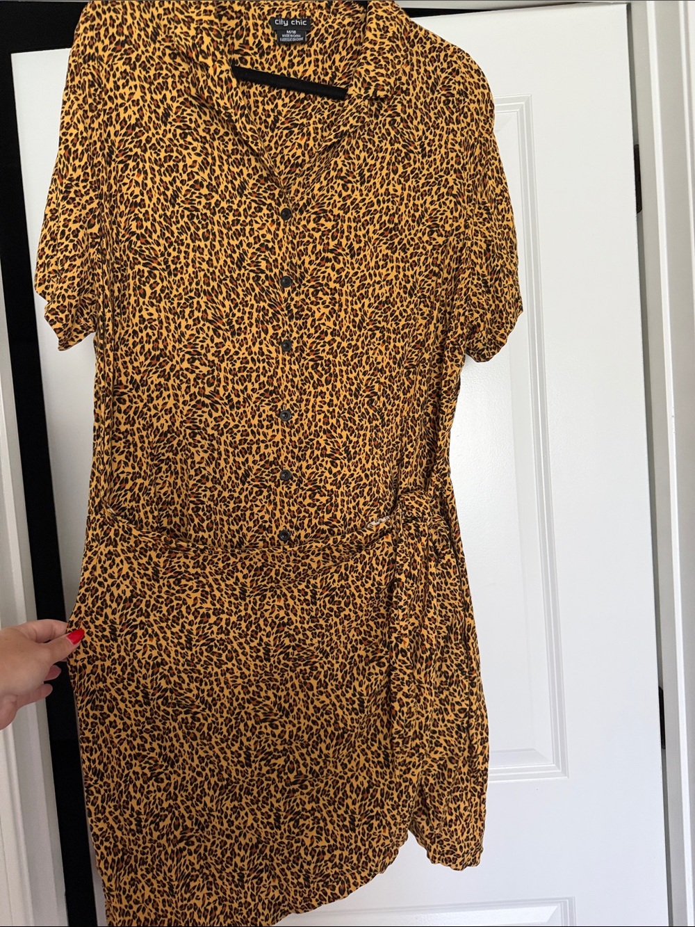 City Chic Leopard Wrap Waist Dress